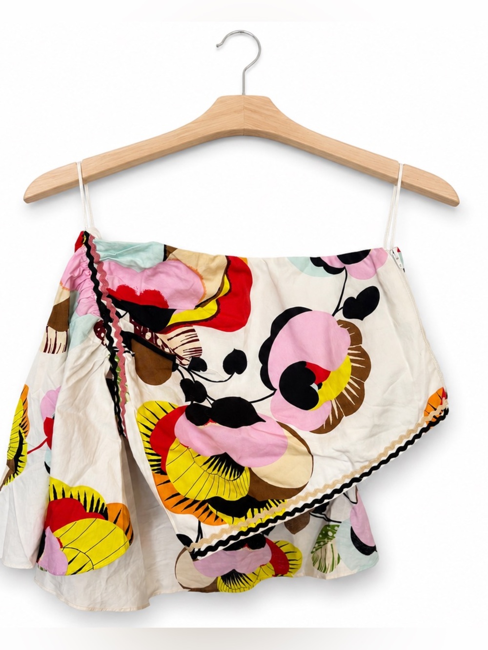 Zara One Shoulder Crop Top Size S Abstract Floral Resort Vacation Summer - Picture 2 of 10